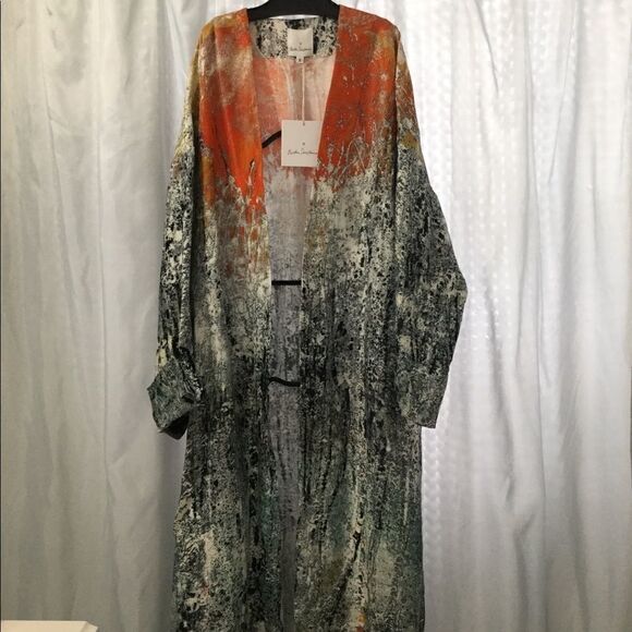 NWT Halo S lux Kimono abstract splatter ombré - Picture 1 of 7
